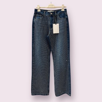 Jeans wideleg full strass...